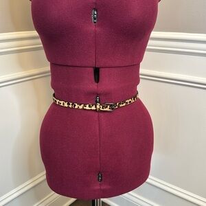 Banana republic genuine leather leopard print calf hair thin belt size XS